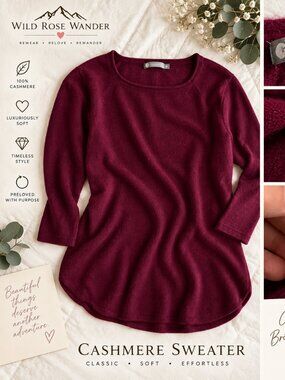 InCashmere 100% Cashmere Burgundy Tunic Sweater Medium